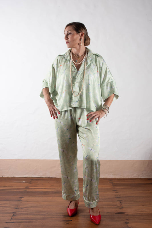 Pantalon + Chemise Évasée Vert