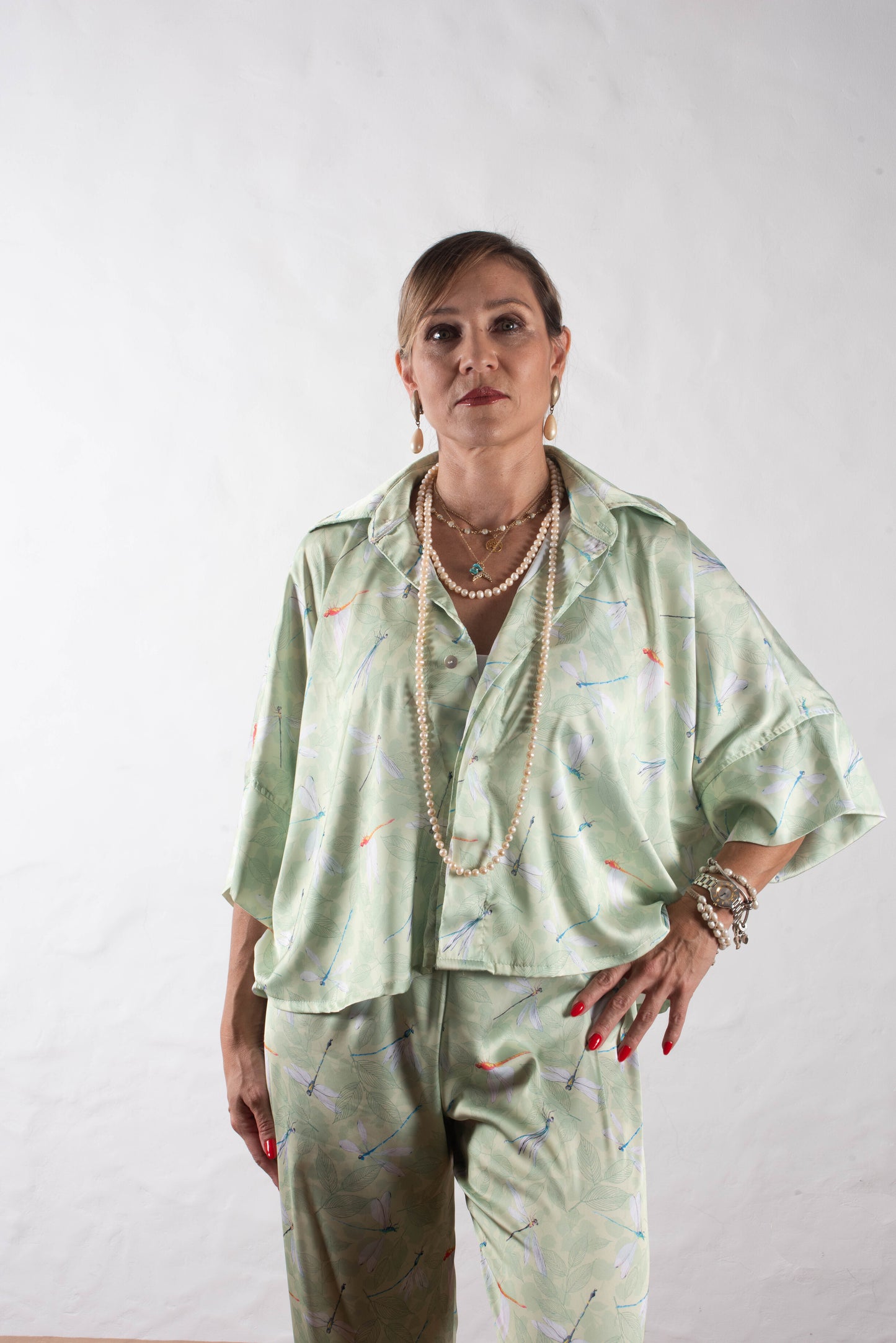 Pantalon + Chemise Évasée Vert