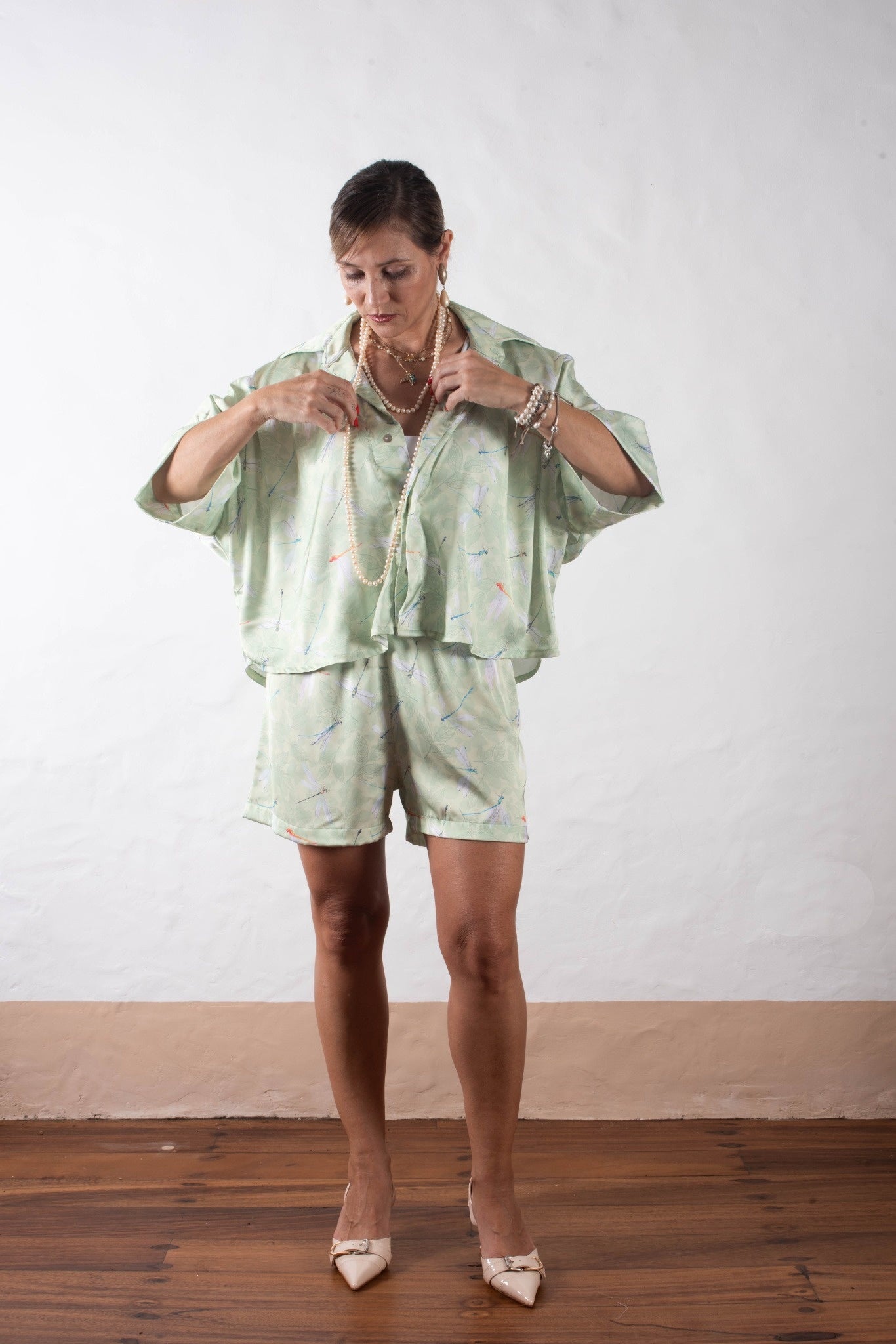 Short + Chemise Évasée Vert