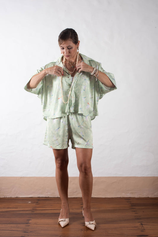 Short + Chemise Évasée Vert