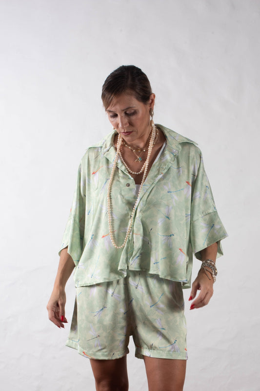 Short + Chemise Évasée Vert